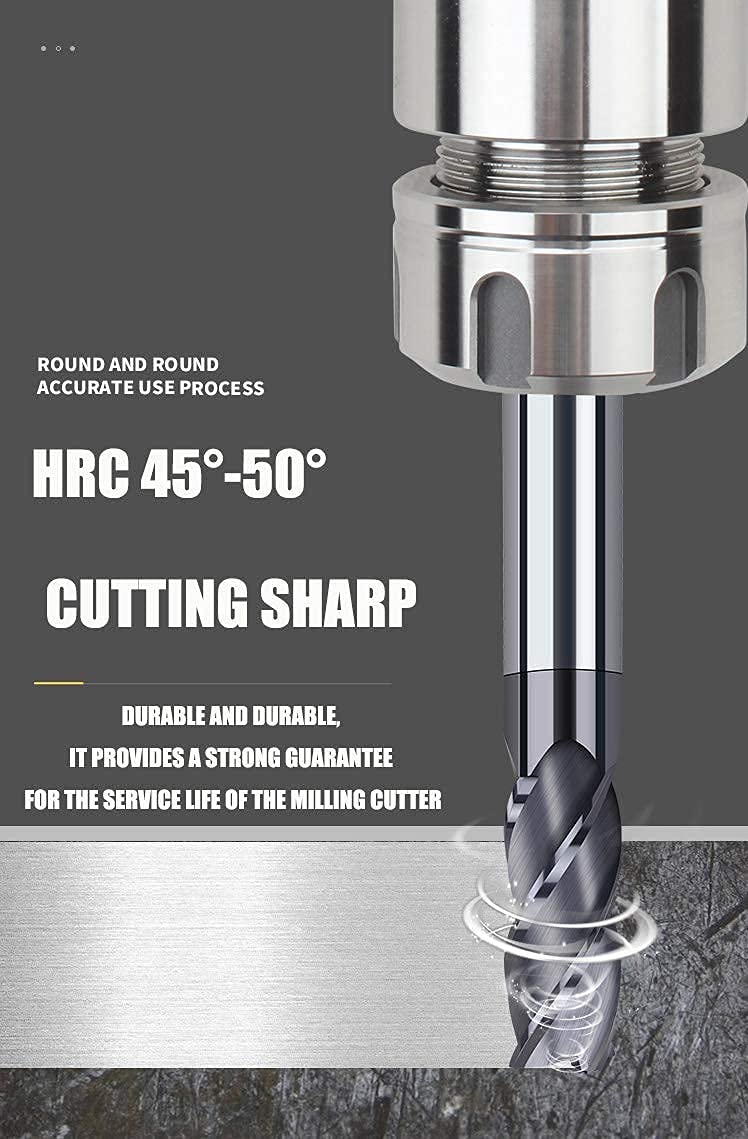 Home of quality tools CNC End Mill Set, Carbide Tungsten Steel 4 Fultes Milling Cutter, Router Bits Rotary Bits Tool Straight Shank 2-12mm 8pcs - Image 4